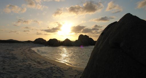 Sunset near small cove
