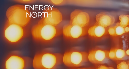 Energy North logo in front of blurry lights